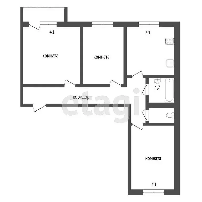 3-комнатная квартира: Нижняя Тавда, улица Баранова, 4 (80.1 м) - Фото 1