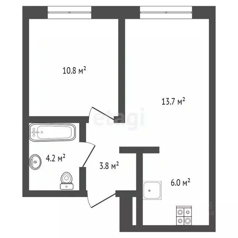1-к кв. Тюменская область, Тюмень Новгородская ул., 22 (38.5 м) - Фото 2