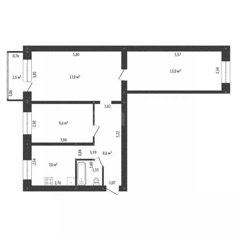 3-к кв. Башкортостан, Уфа Караидельская ул., 48 (57.5 м) - Фото 2