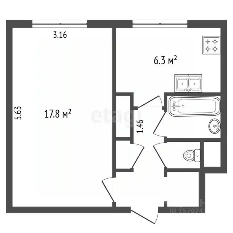 1-к кв. Санкт-Петербург просп. Стачек, 107К1 (32.5 м) - Фото 1