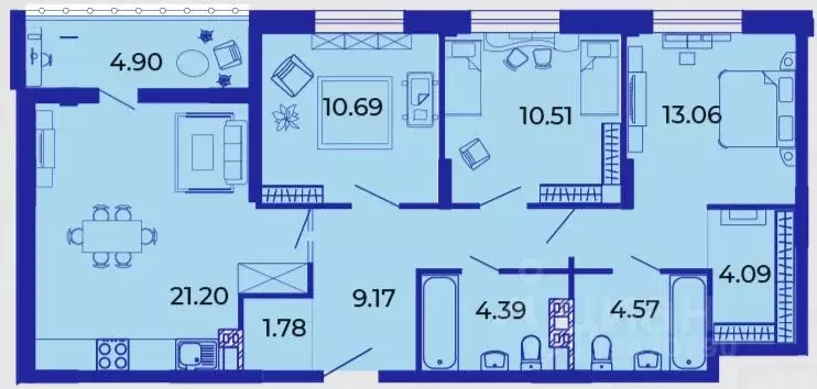 3-к кв. Брянская область, Брянск ул. Имени О.С. Визнюка, 18 (83.7 м) - Фото 2