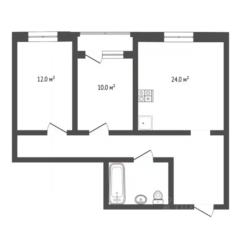 2-к кв. Тюменская область, Тюмень Таврическая ул., 9к5 (63.7 м) - Фото 1
