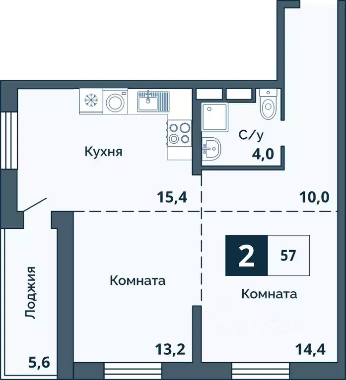 2-к кв. Курганская область, Курган ул. Коли Мяготина, 168 (57.0 м) - Фото 0