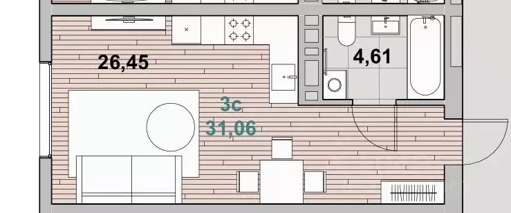 1-к кв. Калининградская область, Зеленоградск ул. Гагарина (31.06 м) - Фото 1