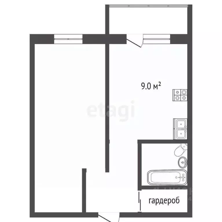 1-к кв. Тюменская область, Тюмень ул. Вадима Бованенко, 1 (30.4 м) - Фото 1