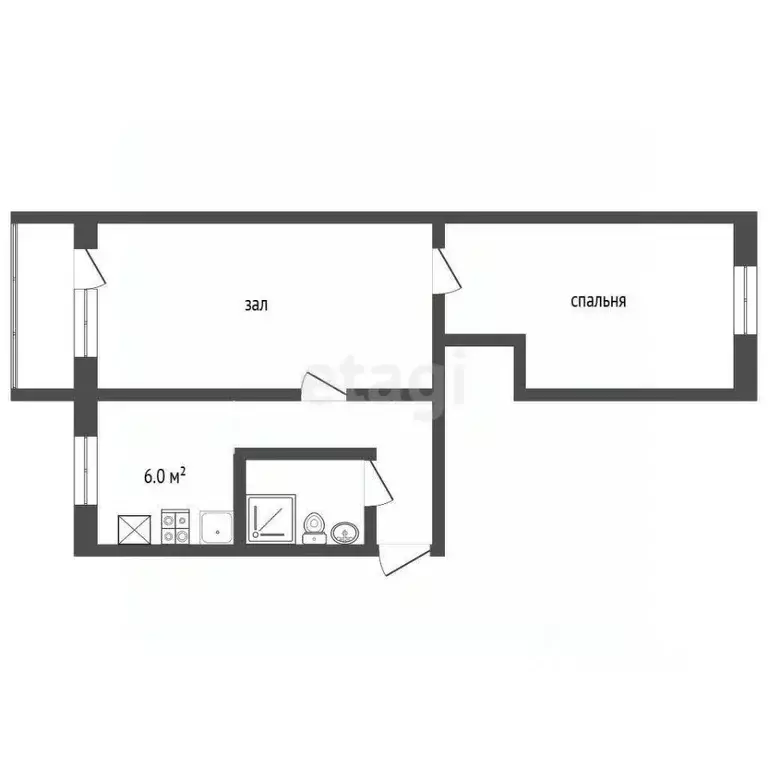 2-к кв. Ростовская область, Батайск пер. 1-й Локомотивный, 15 (42.0 м) - Фото 2