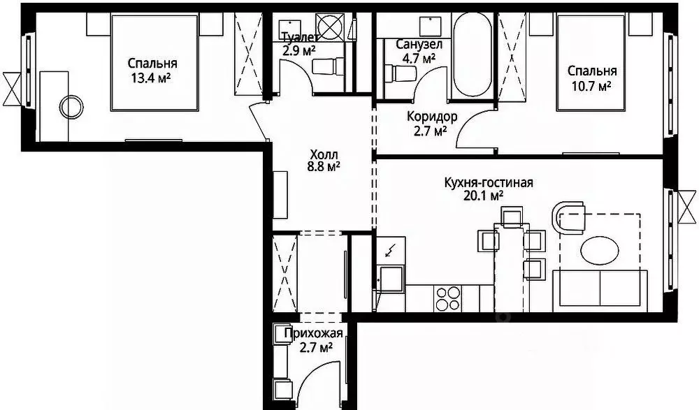 2-к кв. Московская область, Ленинский городской округ, д. Сапроново, ... - Фото 1