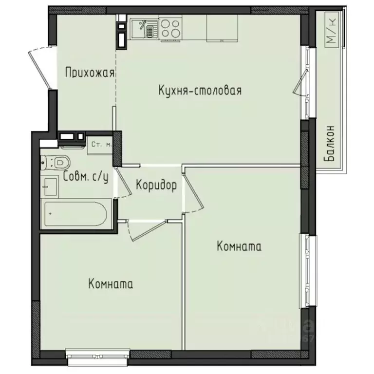 2-к кв. Удмуртия, Завьяловский район, с. Первомайский Город ... - Фото 1