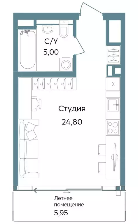 Квартира-студия: Саки, курортный кластер Темпо (35.75 м) - Фото 0