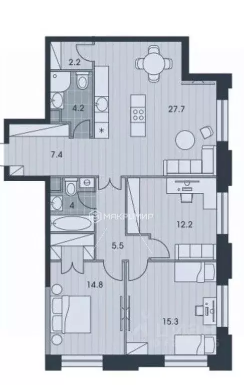 4-к кв. Москва ул. Архитектора Власова, 71к2 (100.0 м) - Фото 1