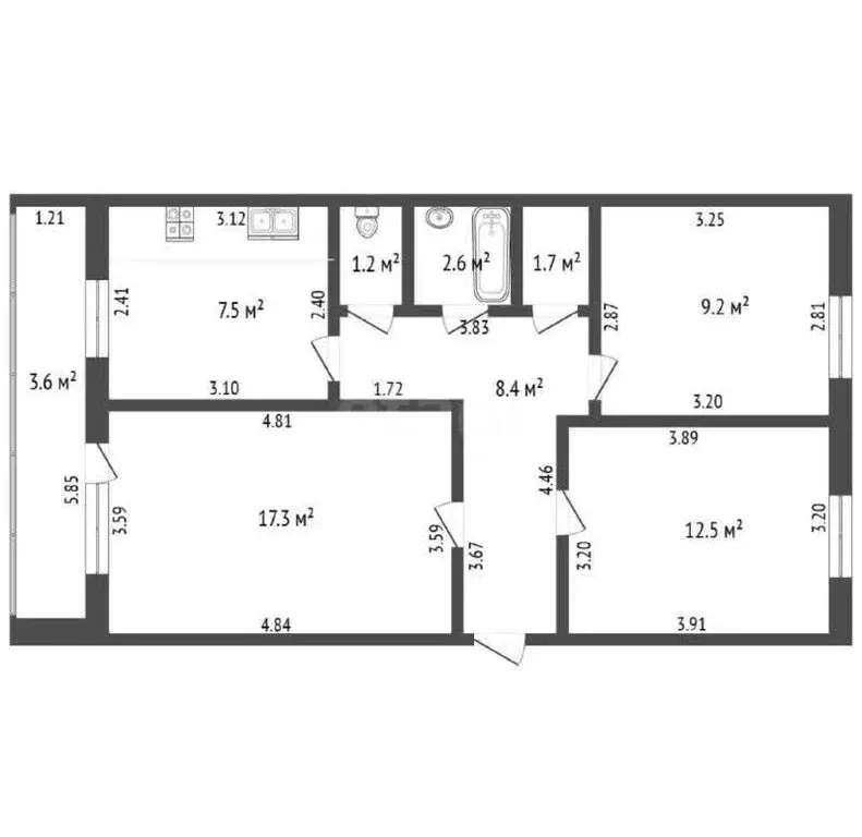3-комнатная квартира: Стерлитамак, улица Механизации, 13 (60.5 м) - Фото 1