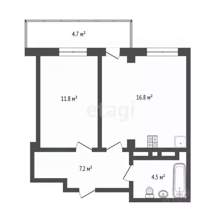 1-к кв. Тюменская область, Тюменский муниципальный округ, д. Патрушева ... - Фото 2