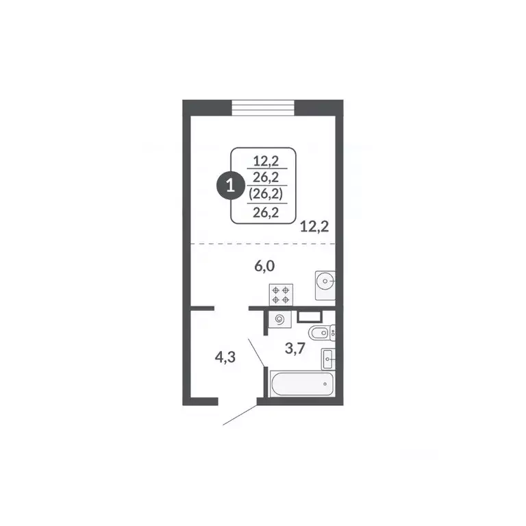 1-к кв. Кировская область, Киров  (26.2 м) - Фото 0