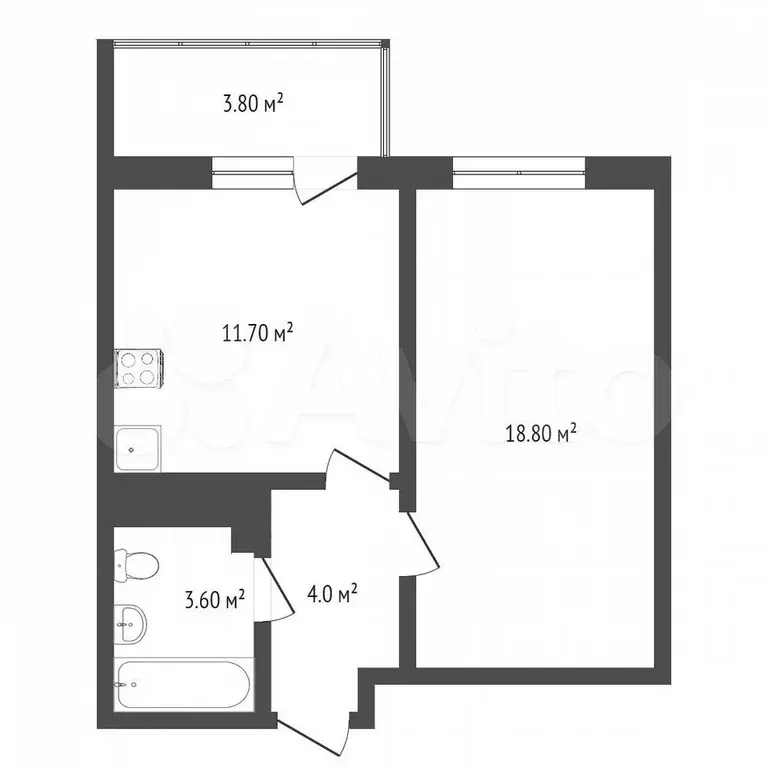 1-к. квартира, 52 м, 2/5 эт. - Фото 0