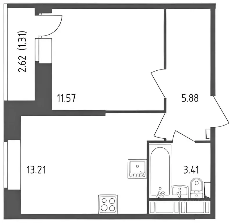 1-к кв. Санкт-Петербург пос. Песочный, Садовая ул., 81 (35.0 м) - Фото 2
