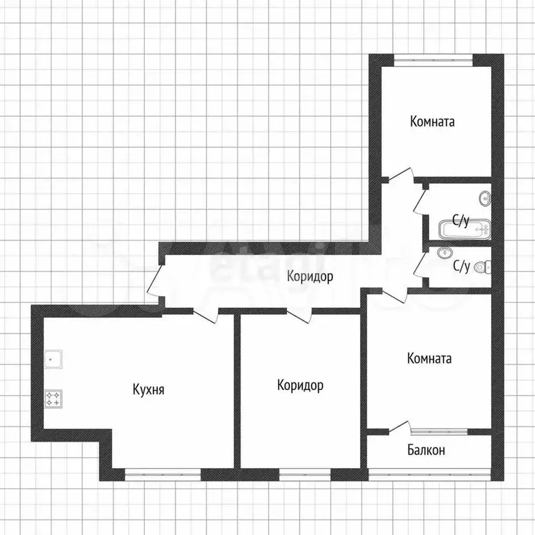 3-к. квартира, 90,5 м, 3/3 эт. - Фото 0