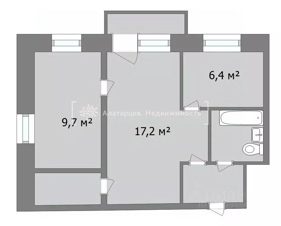 2-к кв. Томская область, Томск просп. Кирова, 56 (41.2 м) - Фото 0