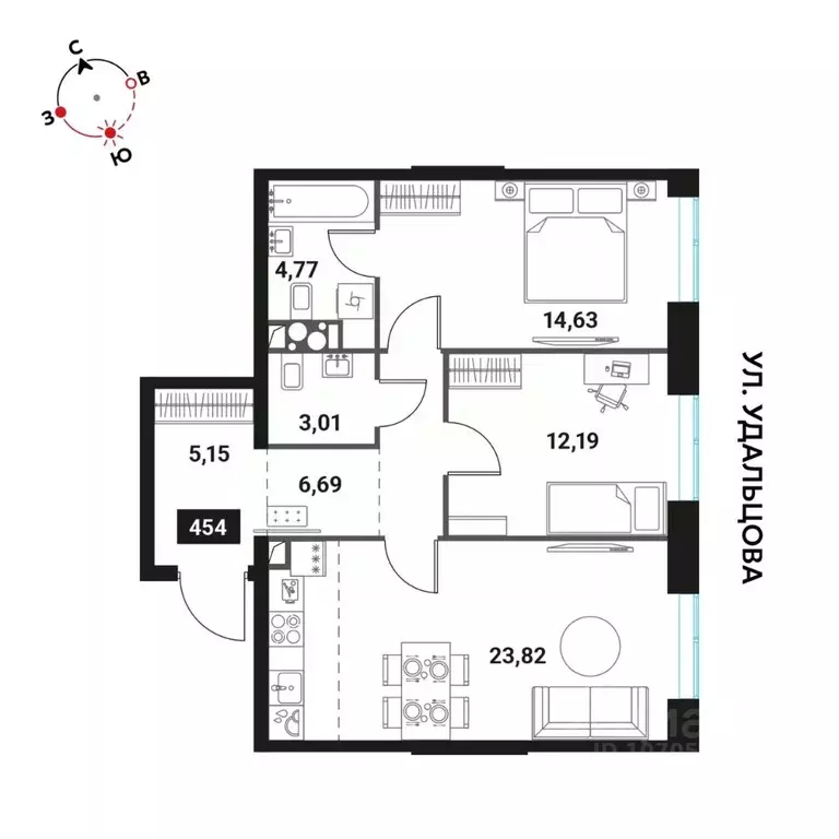 3-к кв. Москва Инноватор жилой комплекс, кБ (70.26 м) - Фото 0