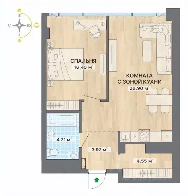 2-к кв. Свердловская область, Екатеринбург ул. Маршала Жукова, 16 ... - Фото 0