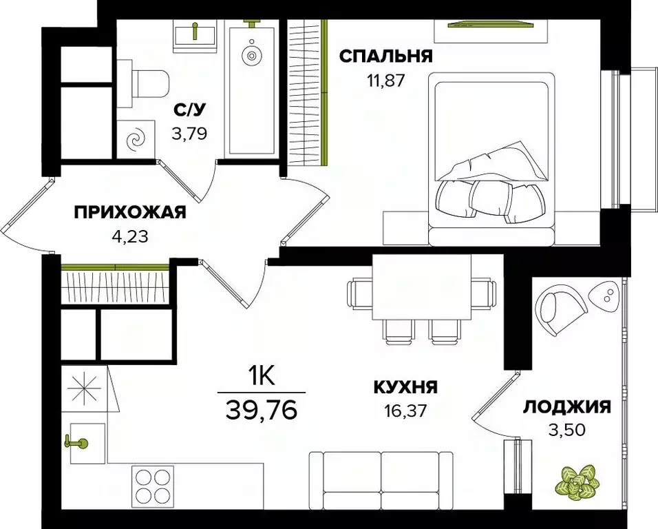 1-к кв. Тульская область, Тула  (39.76 м) - Фото 0