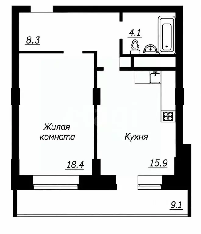 1-к кв. Чувашия, Чебоксары Гражданская ул., 5 (47.1 м) - Фото 2