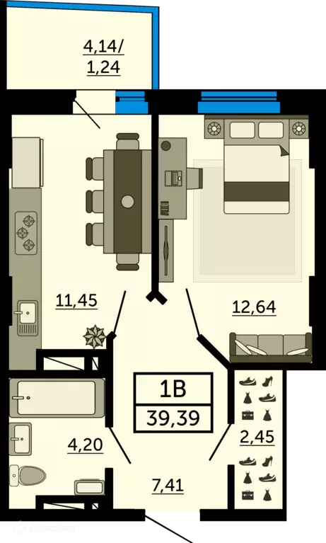 Продаётся 1-к квартира, 39.3 м - Фото 0