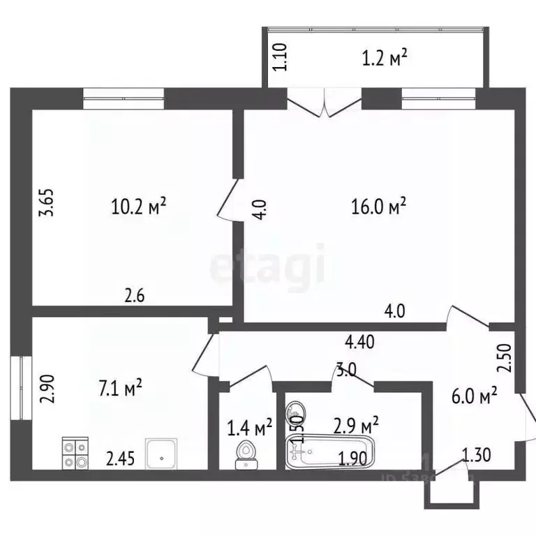 2-к кв. Ростовская область, Батайск ул. Клары Цеткин, 151 (45.0 м) - Фото 2