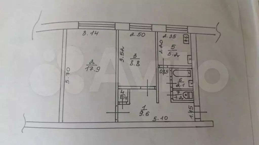 2-к. квартира, 45,2 м, 1/1 эт. - Фото 0