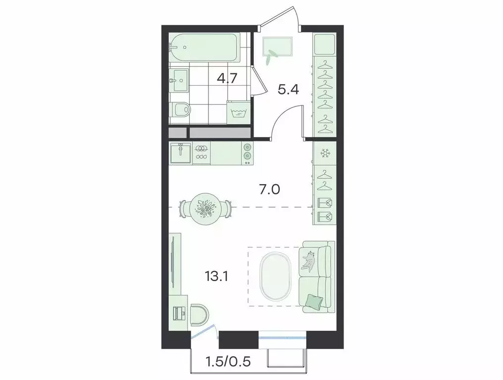 Квартира-студия: посёлок городского типа Ильинский, Театральная улица, ... - Фото 1