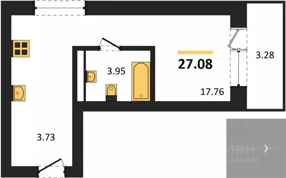 Студия Воронежская область, Воронеж Транспортная ул., 58 (27.08 м) - Фото 1