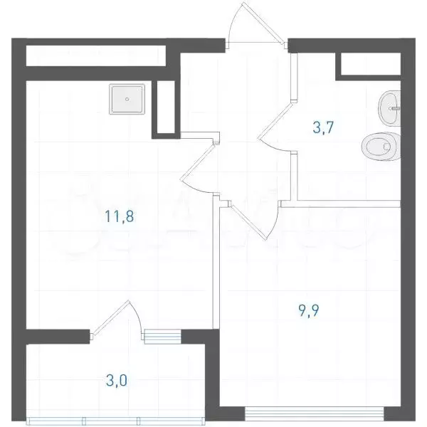1-к. квартира, 30,6 м, 8/8 эт. - Фото 0
