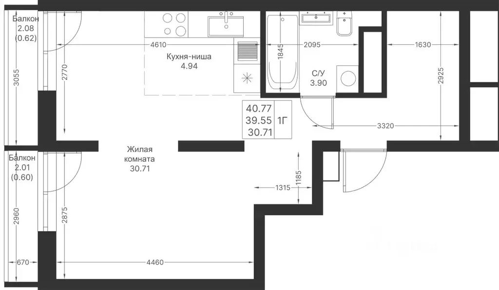 1-к кв. Татарстан, Казань Мой Ритм жилой комплекс (40.77 м) - Фото 2