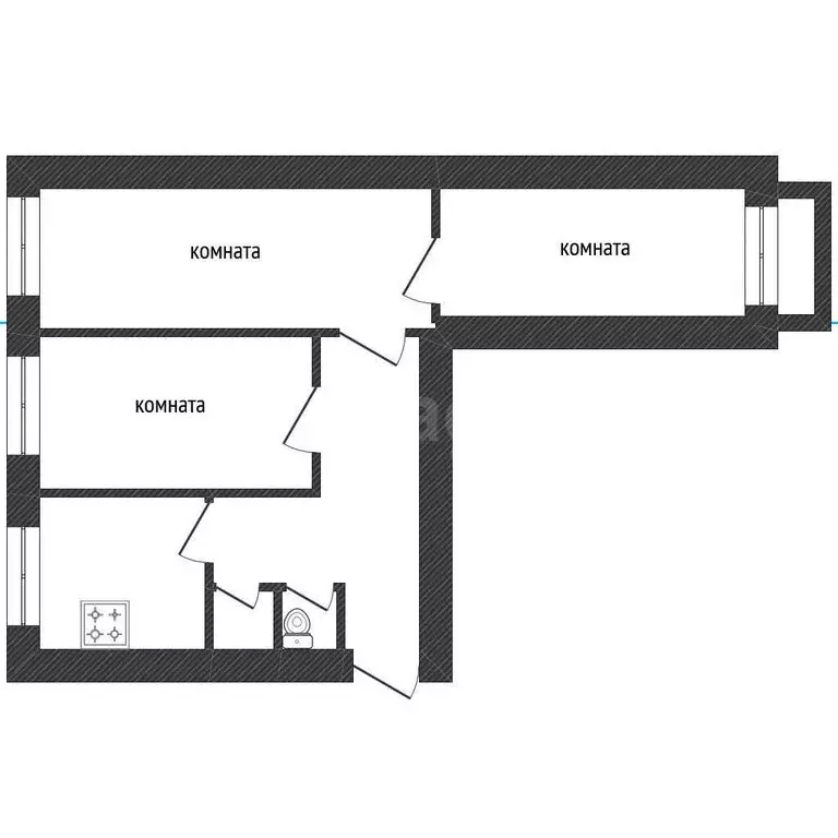 3-комнатная квартира: Волхов, улица Кирова, 26 (58.1 м) - Фото 1