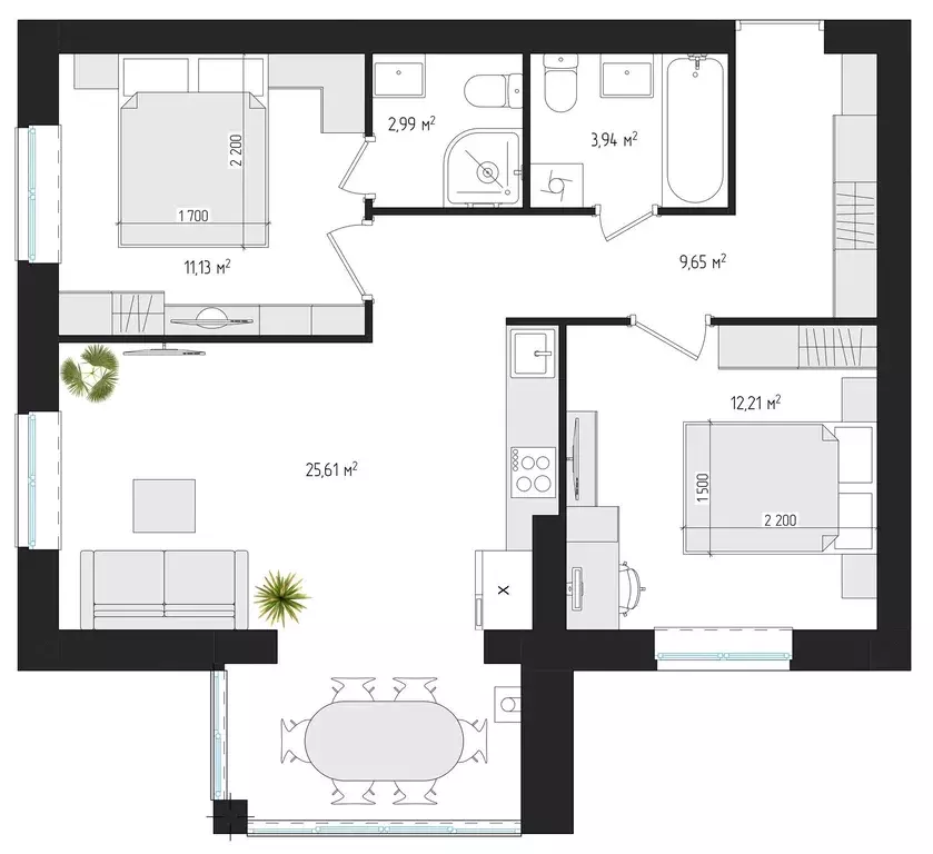 Продаётся 2-к квартира, 63.6 м - Фото 1