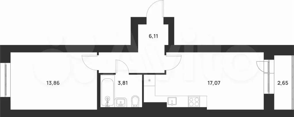 1-к. квартира, 43,5 м, 5/5 эт. - Фото 0