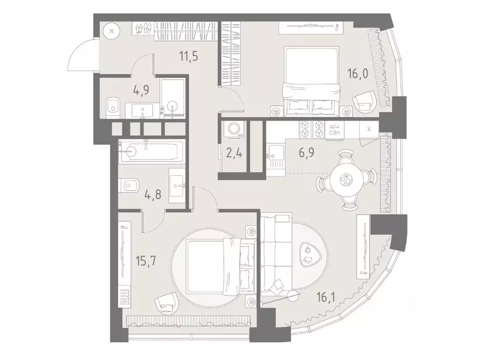 3-к кв. Москва Родина Парк жилой комплекс, к5 (78.3 м) - Фото 1