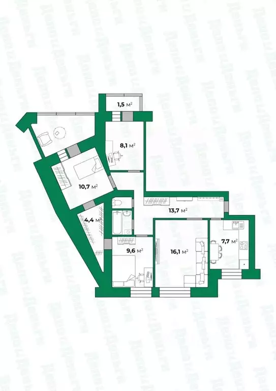 4-к кв. Кировская область, Киров ул. Лепсе, 54 (76.9 м) - Фото 1