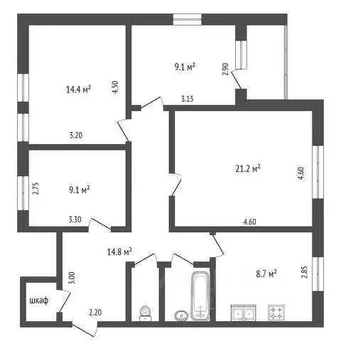 4-к кв. Новгородская область, Великий Новгород Большая ... - Фото 1