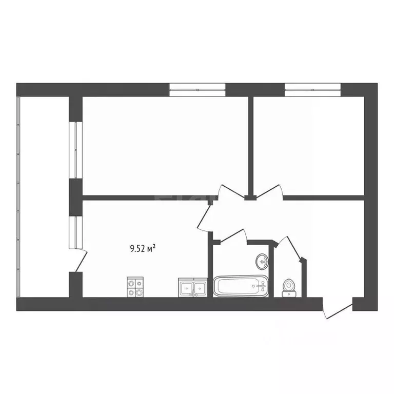 2-к кв. Калужская область, Калуга ул. Минская, 39 (53.7 м) - Фото 1