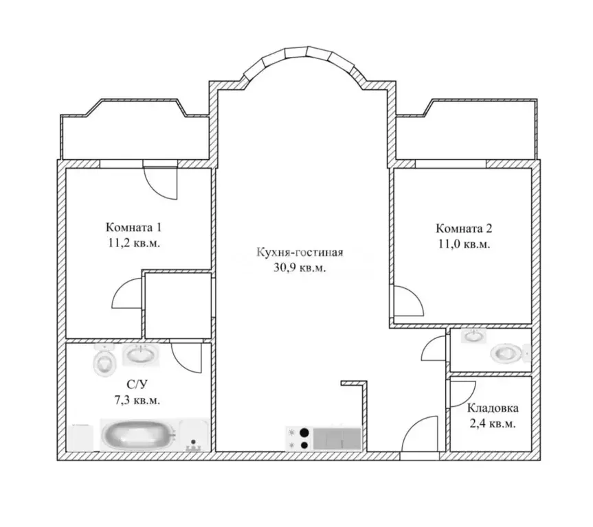 3-к кв. Москва Новгородская ул., 37 (73.1 м) - Фото 2
