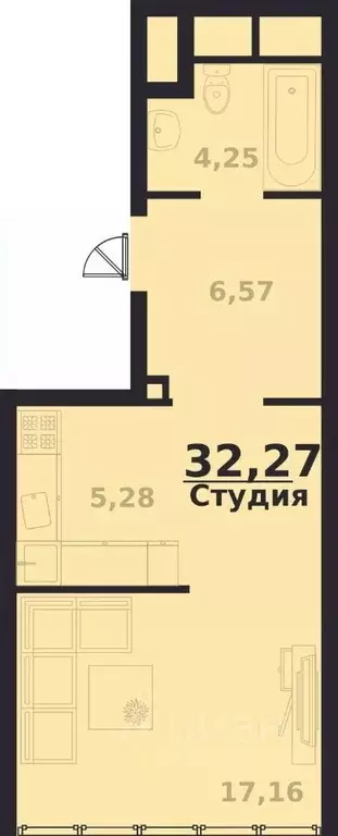 1-к кв. Ульяновская область, Ульяновск просп. Генерала Тюленева, 32к2 ... - Фото 0