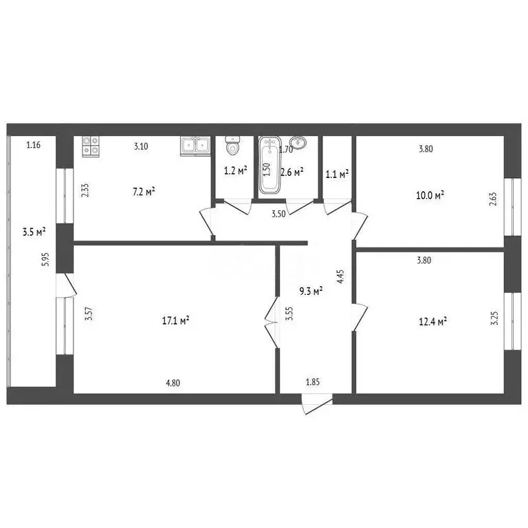 3-комнатная квартира: Стерлитамак, Социалистическая улица, 8 (67.3 м) - Фото 0