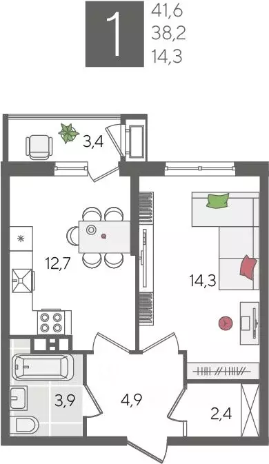 1-к кв. Краснодарский край, Краснодар Новороссийская ул., 102/8к5 ... - Фото 1