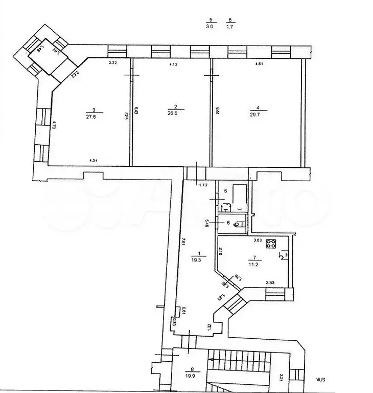 3-к. квартира, 119,9 м, 2/6 эт. - Фото 0