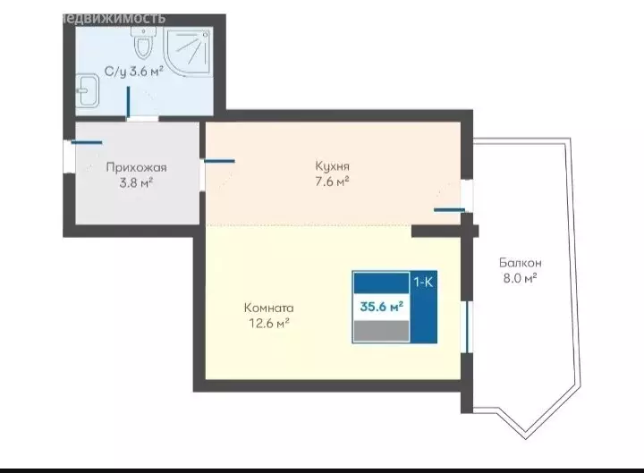 1-комнатная квартира: Гурзуф, Зелёный переулок, 4 (36 м) - Фото 2