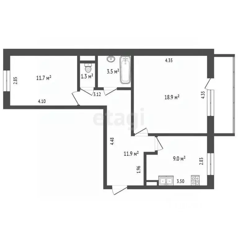 2-к кв. Тюменская область, Тюмень Солнечный проезд, 22 (56.3 м) - Фото 2