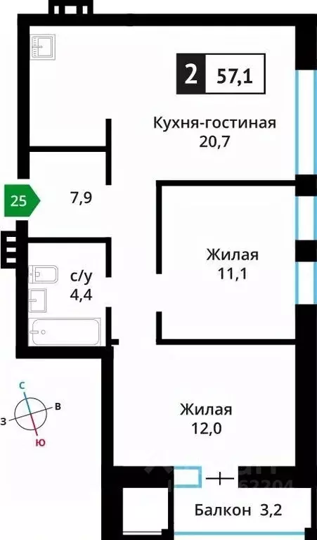 2-к кв. Московская область, Красногорск городской округ, д. Аристово ... - Фото 1