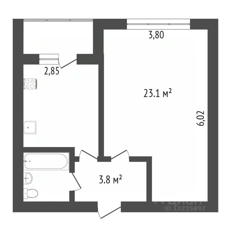 1-к кв. Вологодская область, Вологда Воркутинская ул., 14А (29.9 м) - Фото 1