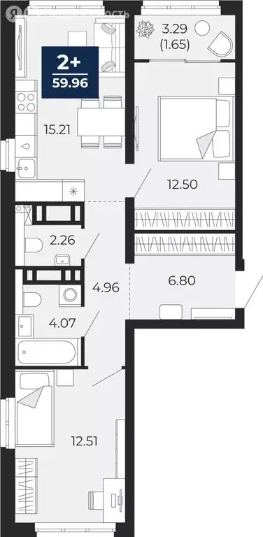 2-комнатная квартира: Тюмень, Перекопская улица, 19 (59.96 м) - Фото 0