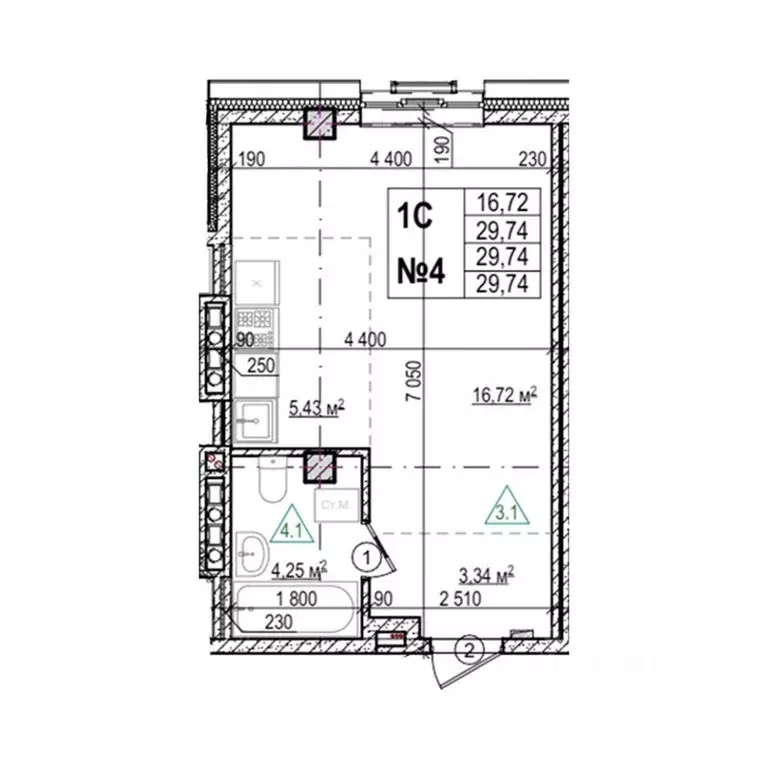 Студия Приморский край, Уссурийск Семь Ветров мкр, Уссури Парк жилой ... - Фото 1